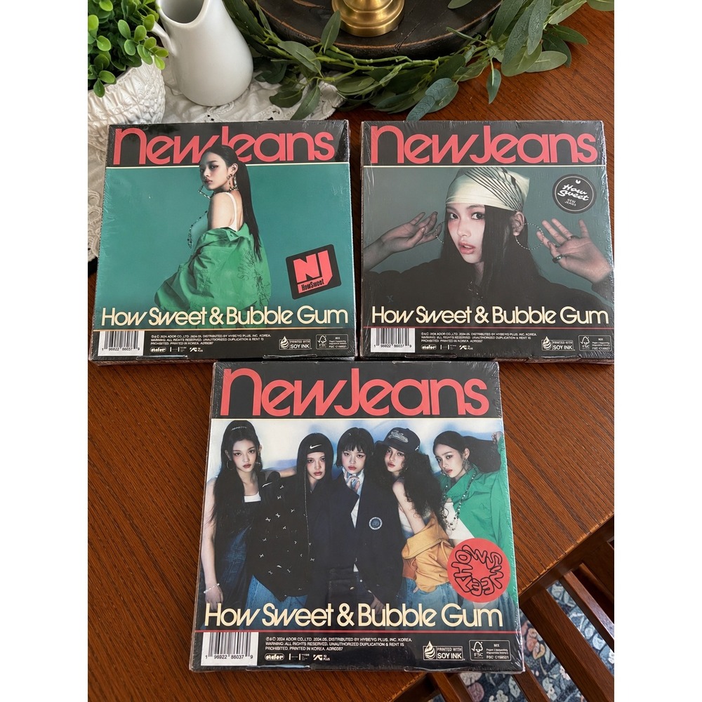 Set of 3 New Jeans: How Sweet & Bubble Gum CD Album and Postcard New Sealed